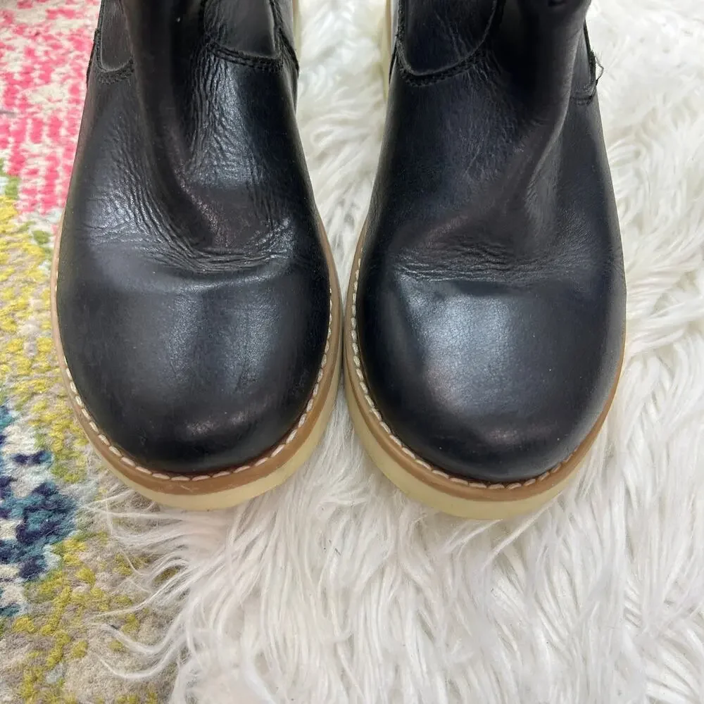Zara Kids Black Leather Boots 33 / 1.5 Neutral Casual Winter Fall
